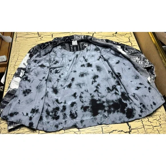 Parsley & Sage Womens Gray & Black Abstract NY City Boho Button Up Jacket India - Picture 11 of 16